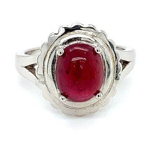 Ruby 6.86ct Platinum Finish Solid Silver Ring